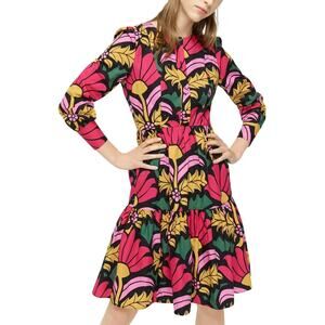 J.Crew Tiered Popover Dress Ratti Grandi Fiori Petite 8 NWT Floral
